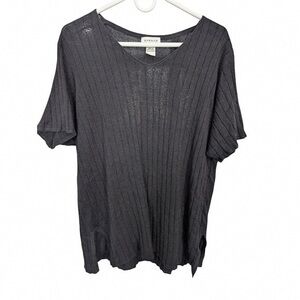 Avenue Metallic Charcoal Ribbed Tee